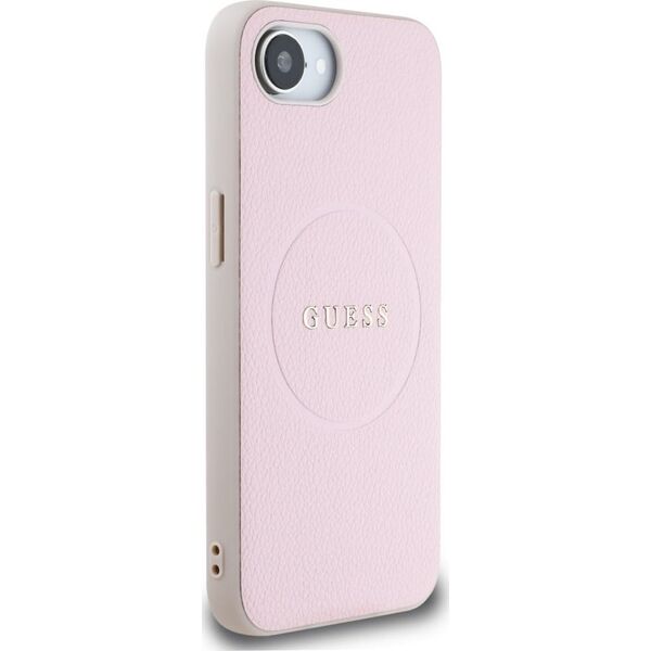 Etui Guess Grained Ring MagSafe do       iPhone 16e różowy