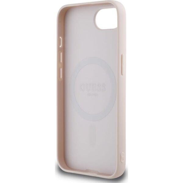 Etui Guess Grained Ring MagSafe do       iPhone 16e różowy