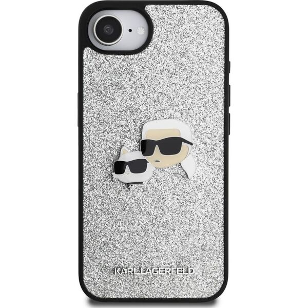 Etui Karl Lagerfeld Fixed Glitter Ikonik Metal Pin do iPhone 16e srebrny