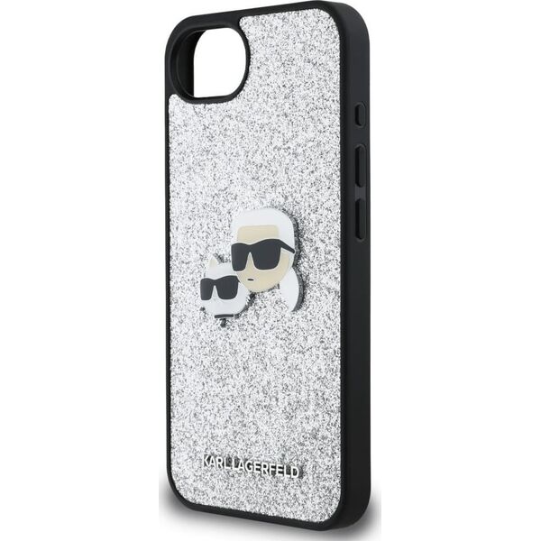 Etui Karl Lagerfeld Fixed Glitter Ikonik Metal Pin do iPhone 16e srebrny