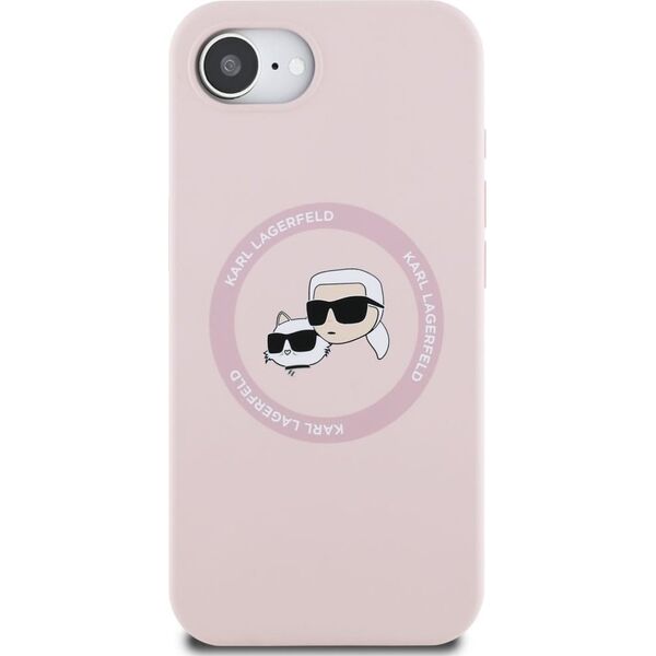 Etui Karl Lagerfeld Silicone             Karl&Choupette Heads MagSafe do iPhone 16e różowy
