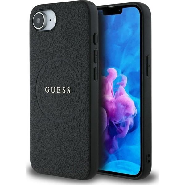 Etui Guess Grained Ring MagSafe do       iPhone 16e czarny