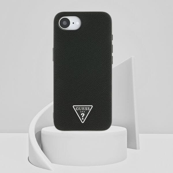 Case Guess Grained Triangle MagSafe for iPhone 16e black