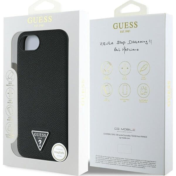 Case Guess Grained Triangle MagSafe for iPhone 16e black
