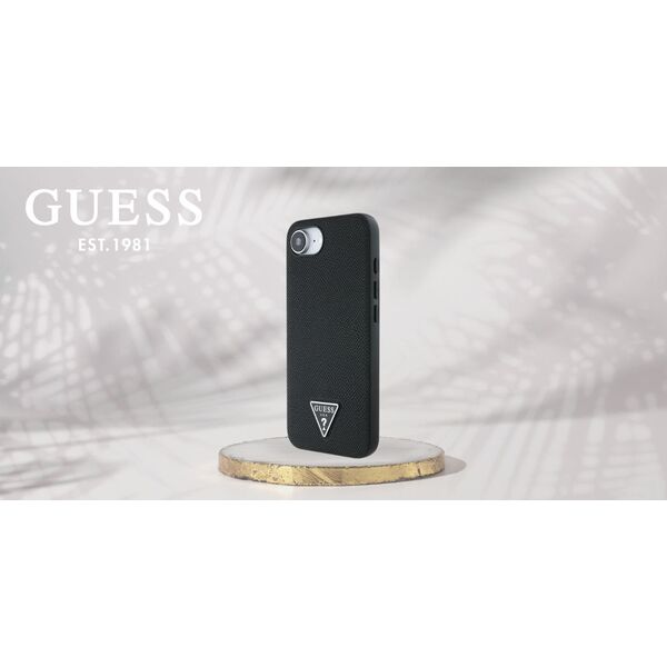 Case Guess Grained Triangle MagSafe for iPhone 16e black