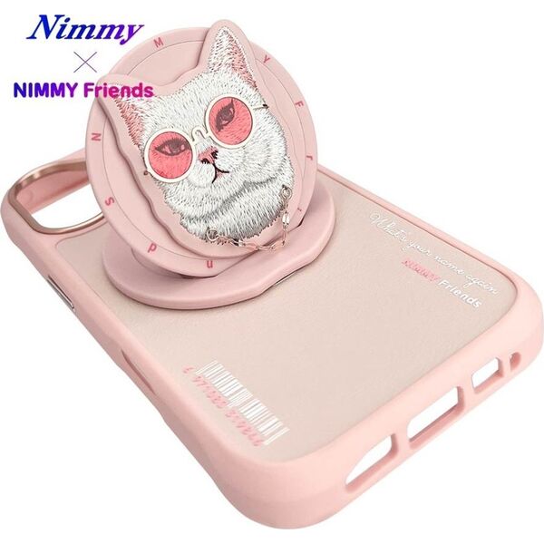 Etui Nimmy Glasses Cool Cat do iPhone 16  różowy standard