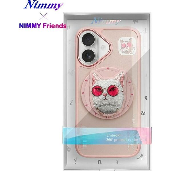 Etui Nimmy Glasses Cool Cat do iPhone 16  różowy standard