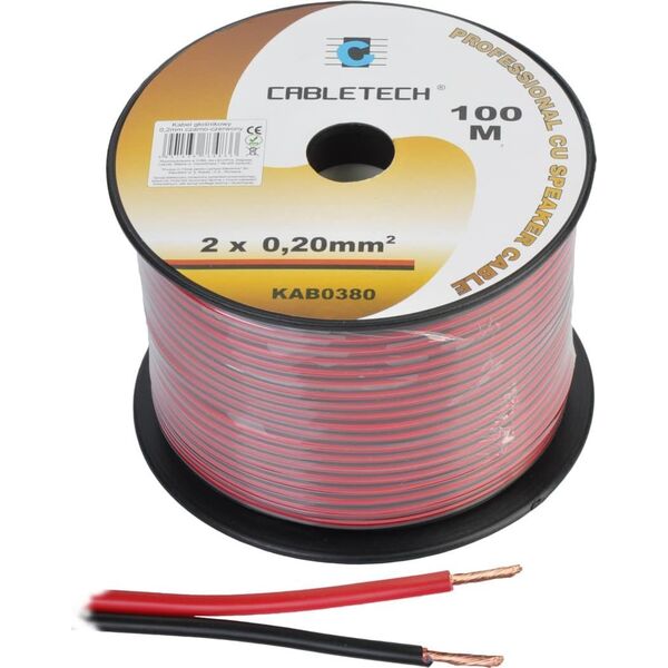 Przewód Cabletech Kabel głośnikowy 0,2mm czarno-czerwony