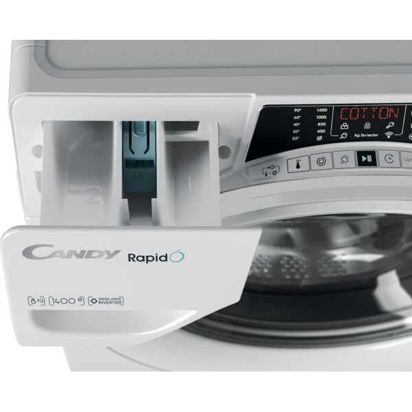 Pralka Candy Candy | RO 1486DWME/1-S | Washing Machine | Energy efficiency class A | Front loading | Washing capacity 8 kg | 1400 RPM | Depth 53 cm | Width 60 cm | Display | TFT | Steam function | Wi-Fi | White