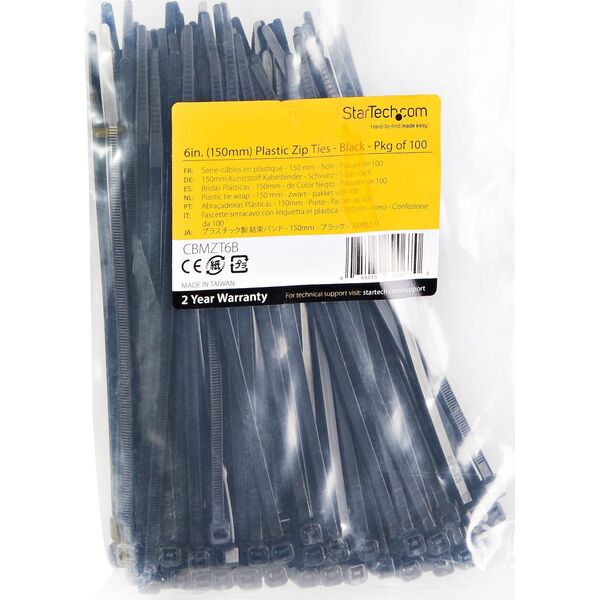 Organizer StarTech 100 PACK 6 CABLE TIES -BLACK