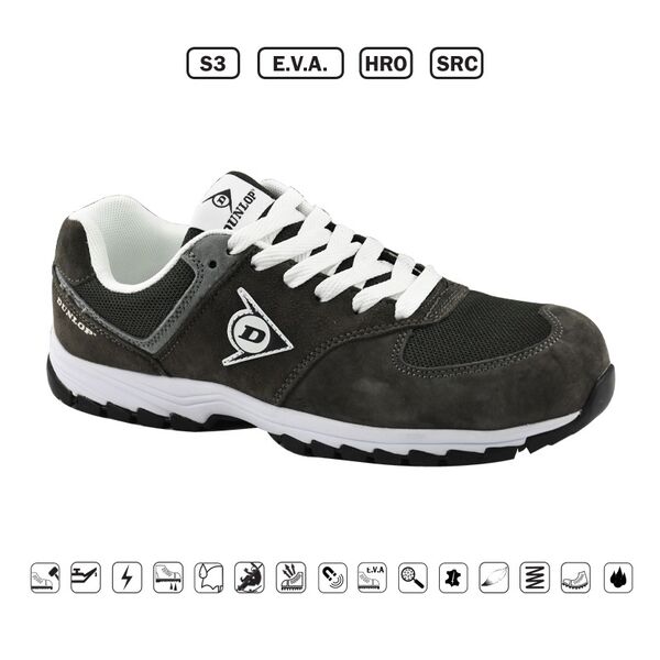 DUNLOP ΠΑΠΟΥΤΣΙΑ ΕΡΓΑΣΙΑΣ SUEDE+MESH FLYING ARROW - ΓΚΡΙ - S3,E.V.A.,HRO,SRC- ΜΕΓΕΘΟΣ43 710846 έως 12 άτοκες δόσεις