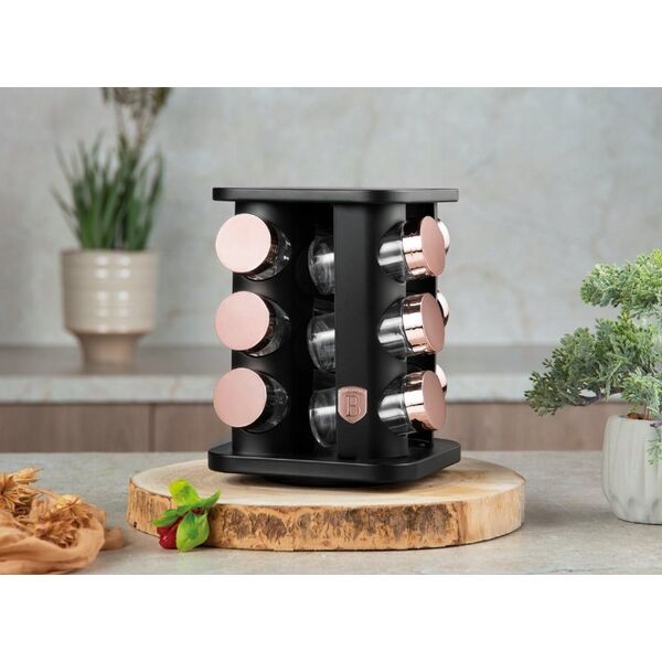 STOJAK OBROTOWY NA PRZYPRAWY 12 POJEMNIKÓW BERLINGER HAUS BH-8559 BLACK ROSE
