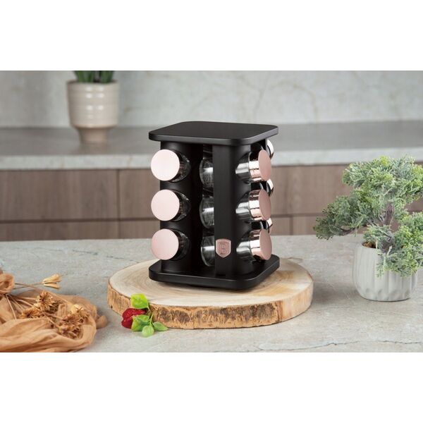 STOJAK OBROTOWY NA PRZYPRAWY 12 POJEMNIKÓW BERLINGER HAUS BH-8559 BLACK ROSE