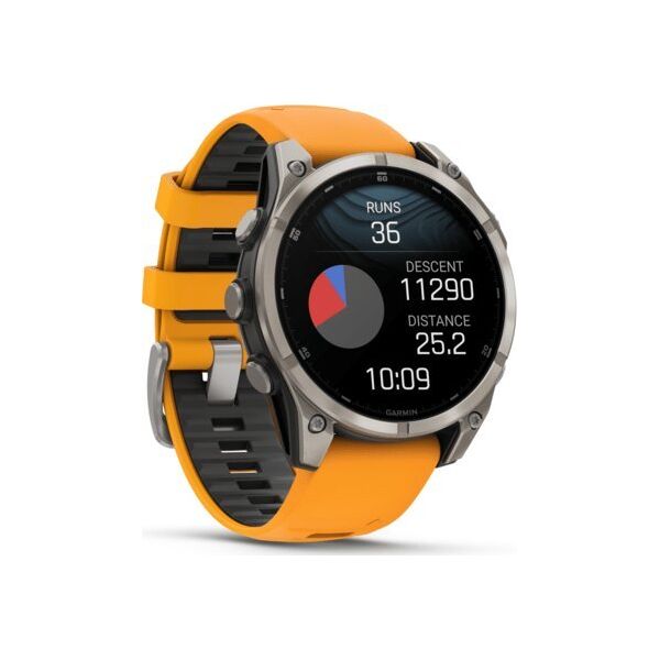 Zegarek sportowy Garmin Garmin fēnix® 8 – 47mm AMOLED Sapphire Titanium with Spark orange/graphite silicone band