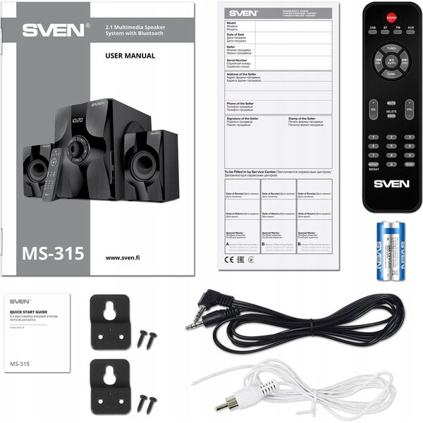 SVEN MS-315 ηχεία υπολογιστή 2.1 BLUETOOTH, USB, FM, ΟΘΟΝΗ, ΤΗΛΕΧΕΙΡΙΣΤΗΡΙΟ
