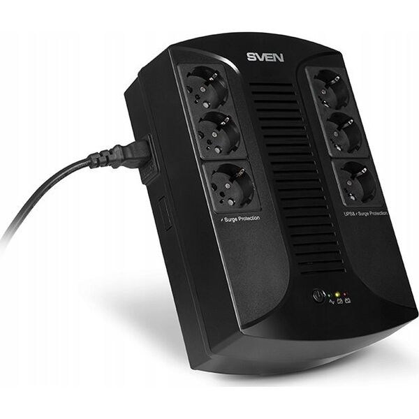 Αδιάλειπτη παροχή ρεύματος UPS Sven UP-L1000E, ~230V, 510W, 6 υποδοχές euro, μαύρο