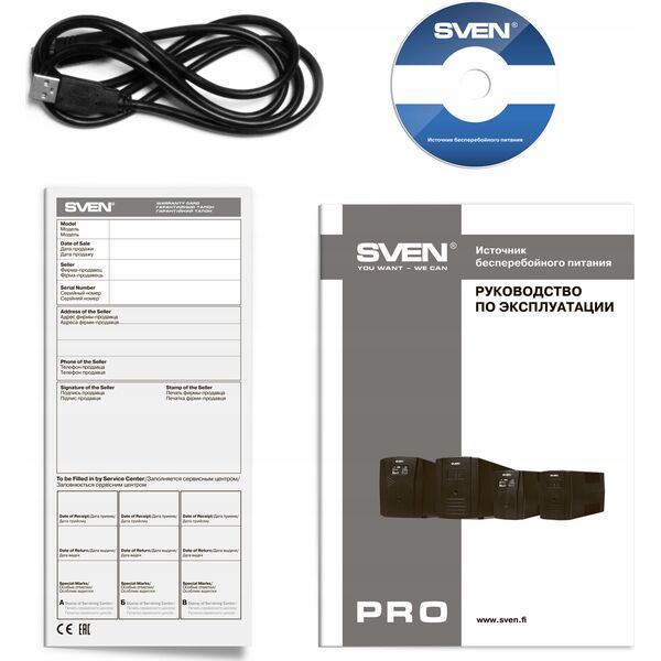 Αδιάλειπτη παροχή ρεύματος SVEN Pro 1000, 720W, USB, RG-45, 3 υποδοχές euro