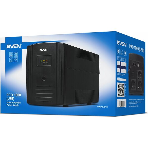 Αδιάλειπτη παροχή ρεύματος SVEN Pro 1000, 720W, USB, RG-45, 3 υποδοχές euro