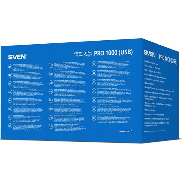 Αδιάλειπτη παροχή ρεύματος SVEN Pro 1000, 720W, USB, RG-45, 3 υποδοχές euro