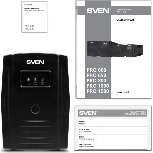 Αδιάλειπτη παροχή ρεύματος UPS SVEN Pro 800, 2 υποδοχές euro