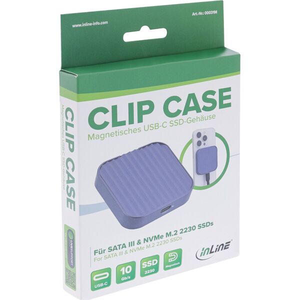 InLine® Clip Case - Μαγνητική θήκη USB-C για SATA III & NVMe M.2 SSDs