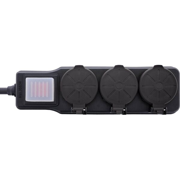 InLine® Εξωτερική πολύπριζο, 3 υποδοχές Schutzkontakt, IP44, με διακόπτη, 3m