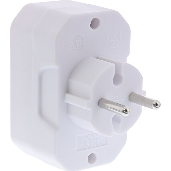 Προσαρμογέας πρίζας InLine®, βύσμα Schuko σε 4x υποδοχή Euro, λευκό