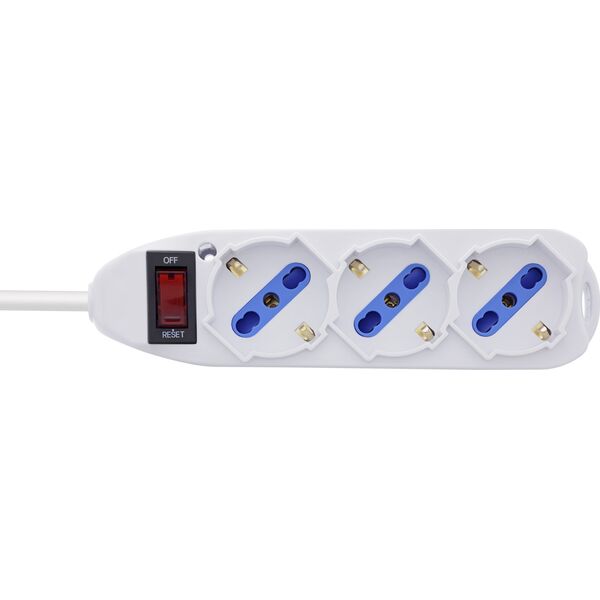 Πολύπριζο InLine® ΙΤΑΛΙΑΣ, 3 θέσεων, με διακόπτη, 1,5μ, λευκό