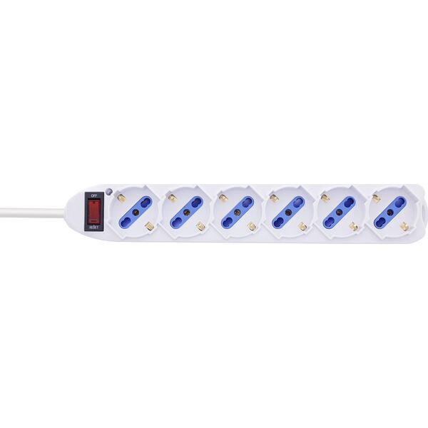 Πολύπριζο InLine® ΙΤΑΛΙΑΣ, 6 θέσεων, με διακόπτη, 1,5μ, λευκό