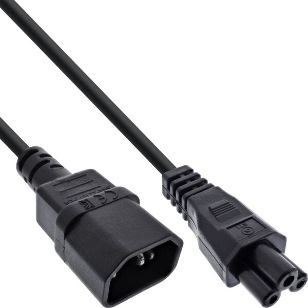 Καλώδιο τροφοδοσίας InLine®, C14 θηλυκό σε C5 αρσενικό, μαύρο, 1m