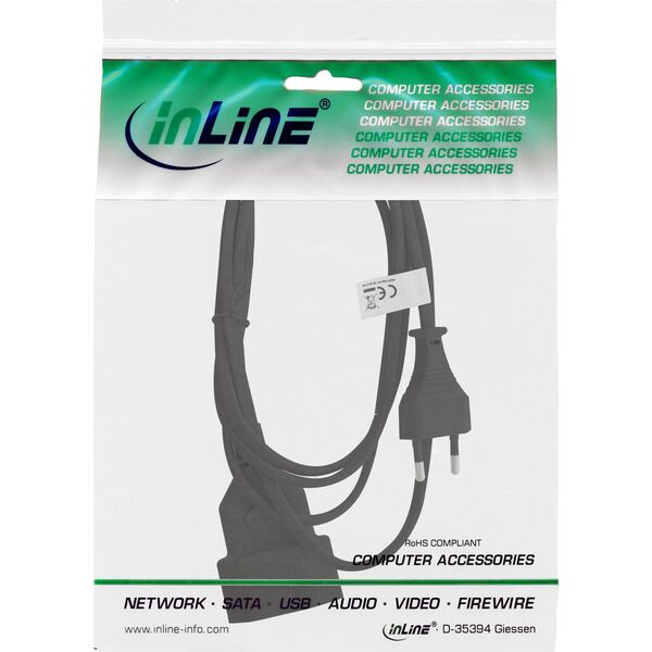 InLine® Ευρωπαϊκή επέκταση, Ευρωπαϊκό βύσμα σε Ευρωπαϊκή υποδοχή, μαύρο, 1,5m