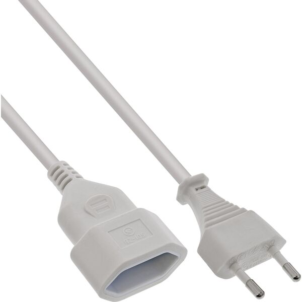 Καλώδιο επέκτασης InLine® Euro, Eurostecker σε Eurokupplung, λευκό, 1m
