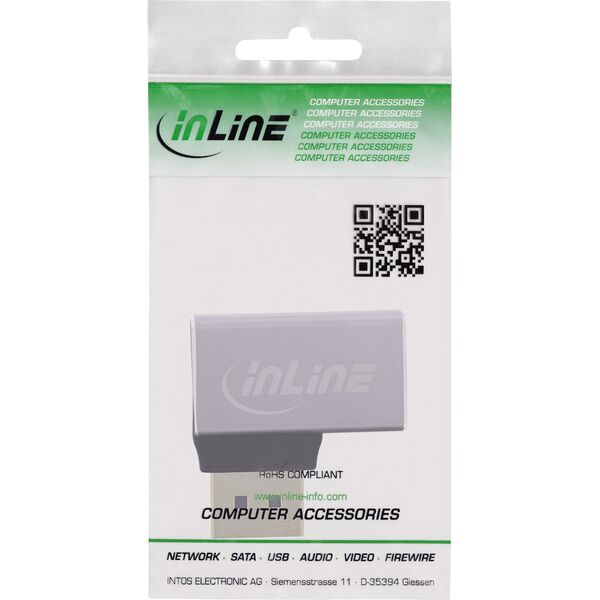 InLine® DisplayPort 1.4 Adapter, DisplayPort αρσενικό / θηλυκό, 90° αριστερά, 8K UHD