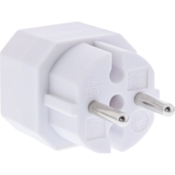 Προσαρμογέας πρίζας InLine®, βύσμα Schuko σε 2x υποδοχή Euro, λευκό