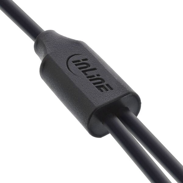 Καλώδιο φόρτισης InLine® USB 2σε1 Y, 1x USB-A αρσενικό σε 2x USB-C αρσενικό, μαύρο 2m