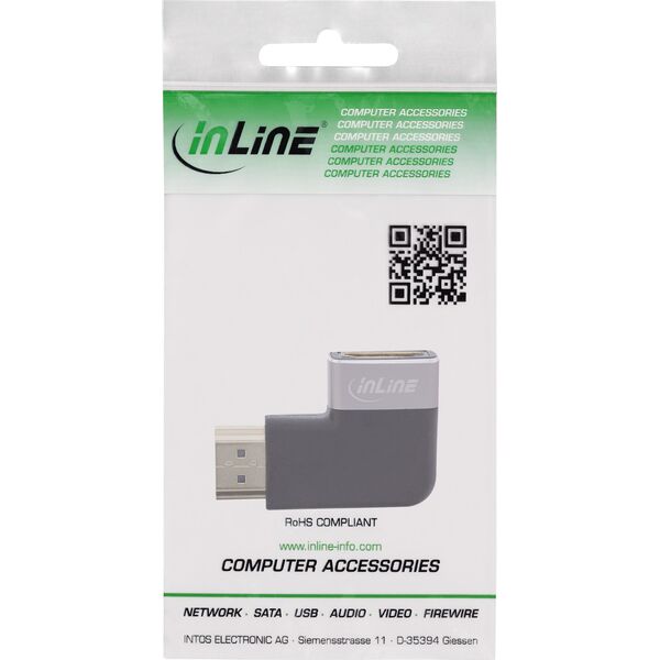 InLine® HDMI Adapter, HDMI A αρσενικό / θηλυκό, 90° αριστερά, 8K UHD