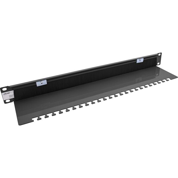 Πλάκα διέλευσης καλωδίων InLine® 19" με βούρτσα και λωρίδα καλωδίων, 1HE, RAL 9005