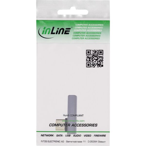 InLine® USB4 Adapter, USB-C αρσενικό/θηλυκό κάθετα δεξιά/αριστερά γωνιακό, γκρι