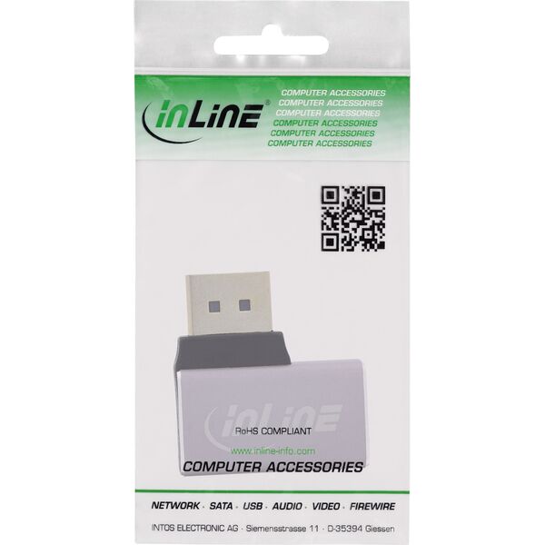 InLine® DisplayPort 1.4 Adapter, DisplayPort αρσενικό / θηλυκό, 90° δεξιά, 8K UHD