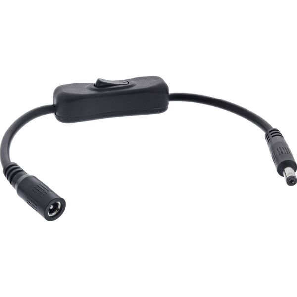 InLine® DC Καλώδιο με Διακόπτη, DC ST/BU 5,5x2,1mm, AWG 18, μαύρο, 0,20m
