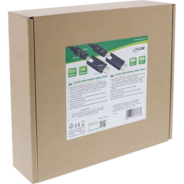 Καλώδιο InLine® HDMI AOC, Ultra High Speed HDMI, 8K4K, Αποσπώμενο βύσμα, 25m