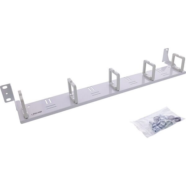 Πάνελ διαχείρισης καλωδίων InLine® 19", 5 πλαστικοί βραχίονες οριζόντια, RAL 7035, γκρι