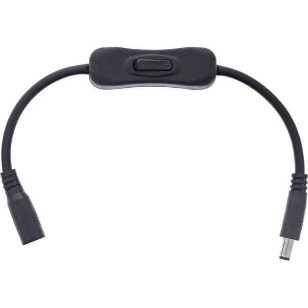 Καλώδιο DC InLine® με διακόπτη, DC ST/BU 5,5x2,5mm, AWG 18, μαύρο, 0,20m