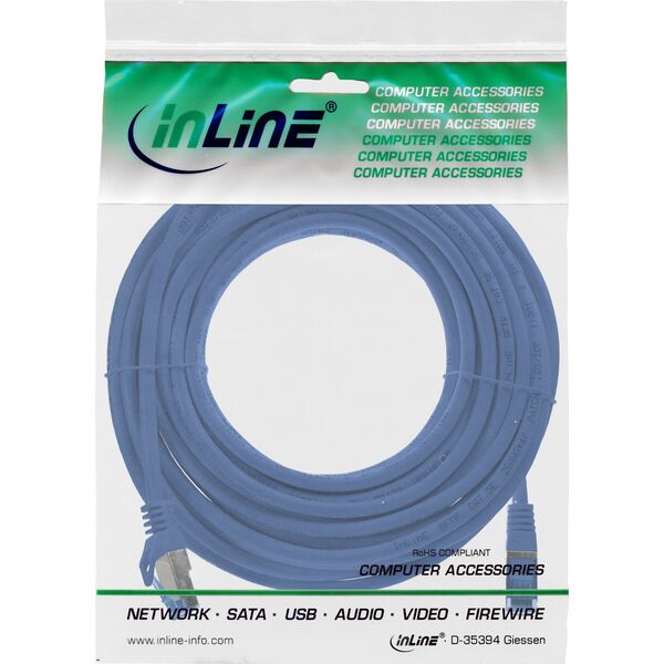 Καλώδιο Patch InLine®, Cat.6A, S/FTP, TPE (LSZH), CCA, μπλε, 10μ