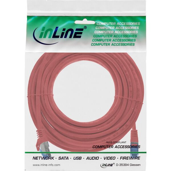 Καλώδιο Patch InLine®, Cat.6A, S/FTP, TPE (LSZH), CCA, κόκκινο, 10m