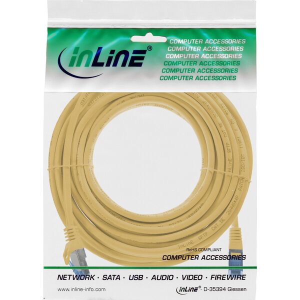Καλώδιο Patch InLine®, Cat.6A, S/FTP, TPE (LSZH), CCA, κίτρινο, 10m