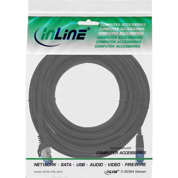 Καλώδιο Patch InLine®, Cat.6A, S/FTP, TPE (LSZH), CCA, μαύρο, 5μ
