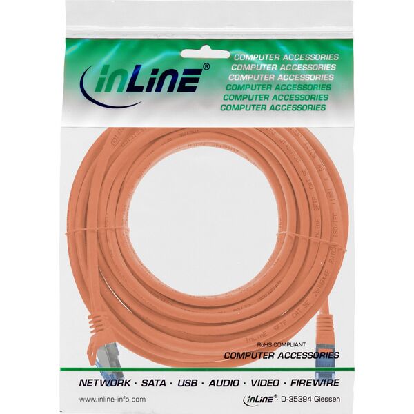 Καλώδιο Patch InLine®, Cat.6A, S/FTP, TPE (LSZH), CCA, πορτοκαλί, 5μ