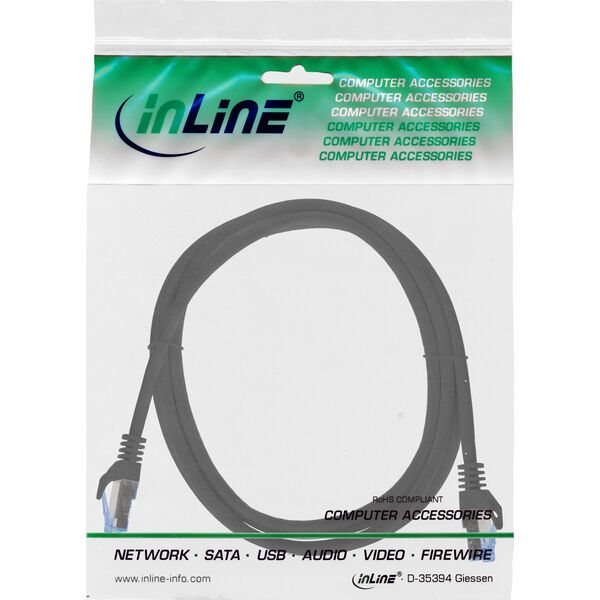 Καλώδιο Patch InLine®, Cat.6A, S/FTP, TPE (LSZH), CCA, μαύρο, 3m