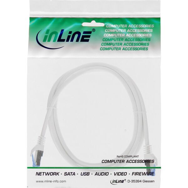 Καλώδιο Patch InLine®, Cat.6A, S/FTP, TPE (LSZH), CCA, λευκό, 3μ